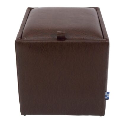 Taburet Box, maro, imitatie piele, 41x37x37 cm - imagine 3