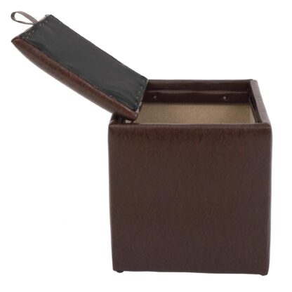 Taburet Box, maro, imitatie piele, 41x37x37 cm - imagine 4
