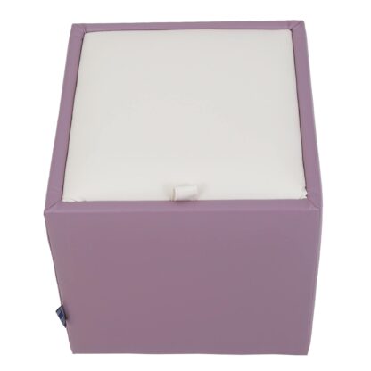 Taburet Box, mov-alb, imitatie piele, 41x37x37 cm - imagine 4