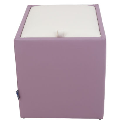 Taburet Box, mov-alb, imitatie piele, 41x37x37 cm - imagine 3