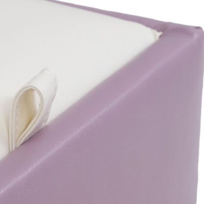 Taburet Box, mov-alb, imitatie piele, 41x37x37 cm - imagine 2