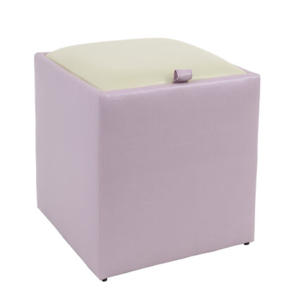 Taburet Box, mov-crem, imitatie piele, 41x37x37 cm - imagine 2