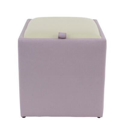 Taburet Box, mov-crem, imitatie piele, 41x37x37 cm - imagine 3
