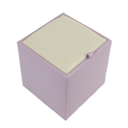 Taburet Box, mov-crem, imitatie piele, 41x37x37 cm
