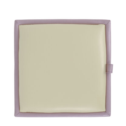 Taburet Box, mov-crem, imitatie piele, 41x37x37 cm - imagine 4