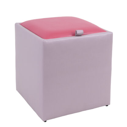 Taburet Box, mov-roz, imitatie piele, 41x37x37 cm - imagine 4