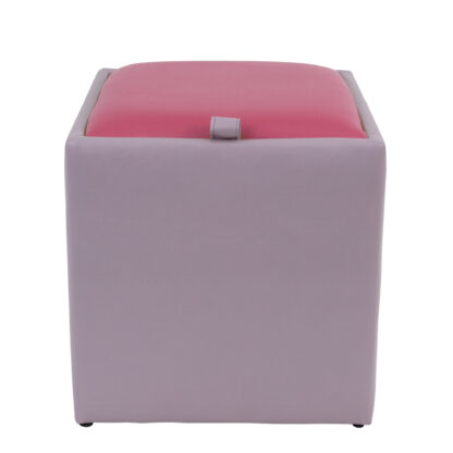 Taburet Box, mov-roz, imitatie piele, 41x37x37 cm - imagine 3