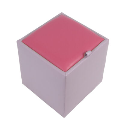 Taburet Box, mov-roz, imitatie piele, 41x37x37 cm