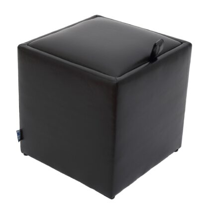 Taburet Box, negru, imitatie piele, 41x37x37 cm