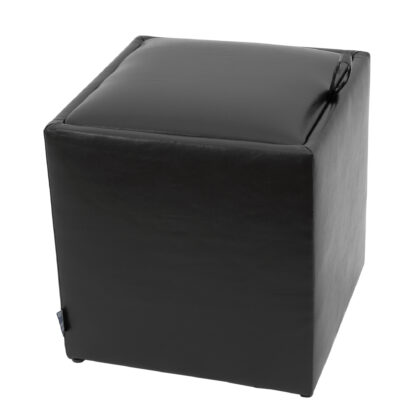 Taburet Box, negru, imitatie piele, 41x37x37 cm - imagine 2