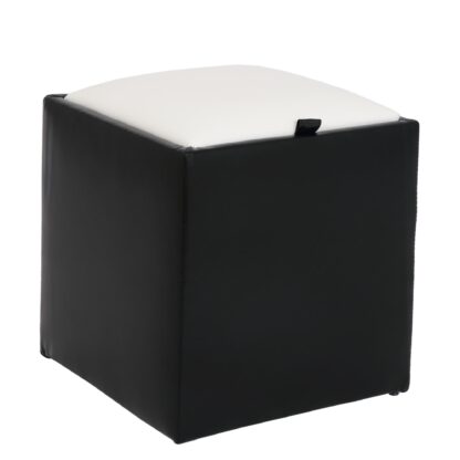 Taburet Box, negru-alb, imitatie piele, 41x37x37 cm - imagine 4