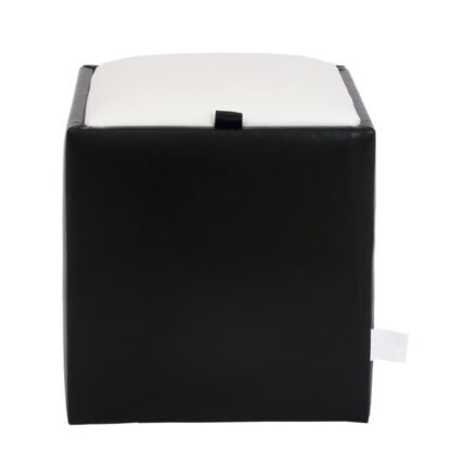 Taburet Box, negru-alb, imitatie piele, 41x37x37 cm - imagine 2