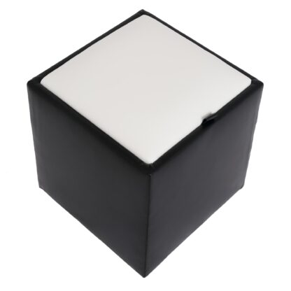 Taburet Box, negru-alb, imitatie piele, 41x37x37 cm
