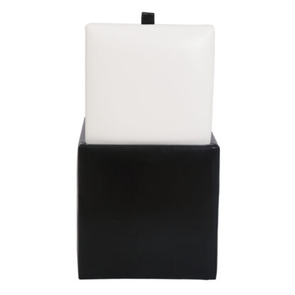 Taburet Box, negru-alb, imitatie piele, 41x37x37 cm - imagine 3
