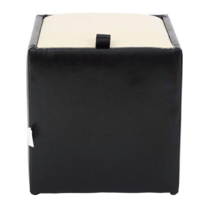 Taburet Box, negru-crem, imitatie piele, 41x37x37 cm