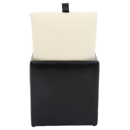 Taburet Box, negru-crem, imitatie piele, 41x37x37 cm - imagine 4