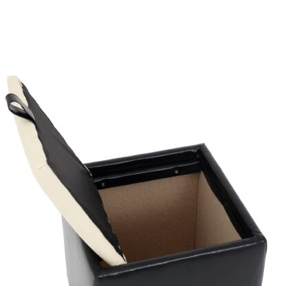 Taburet Box, negru-crem, imitatie piele, 41x37x37 cm - imagine 2