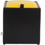 Taburet Box, negru-galben, imitatie piele, 41x37x37 cm - imagine 4