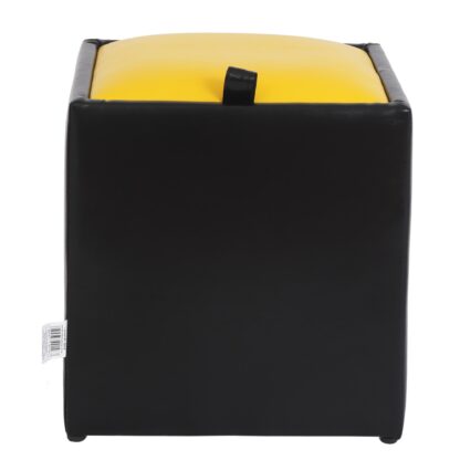 Taburet Box, negru-galben, imitatie piele, 41x37x37 cm - imagine 4