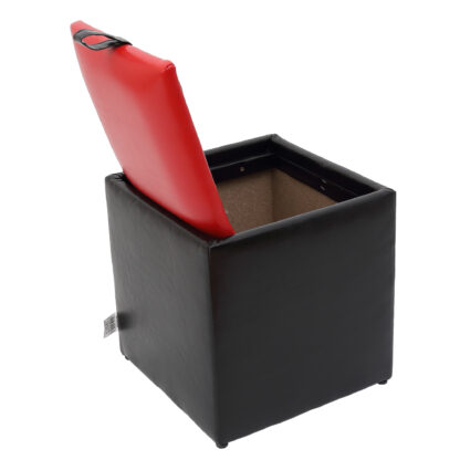 Taburet Box, negru-rosu, imitatie piele, 41x37x37 cm - imagine 2
