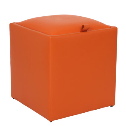 Taburet Box, portocaliu, imitatie piele, 41x37x37 cm - imagine 3