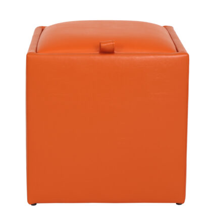 Taburet Box, portocaliu, imitatie piele, 41x37x37 cm - imagine 2