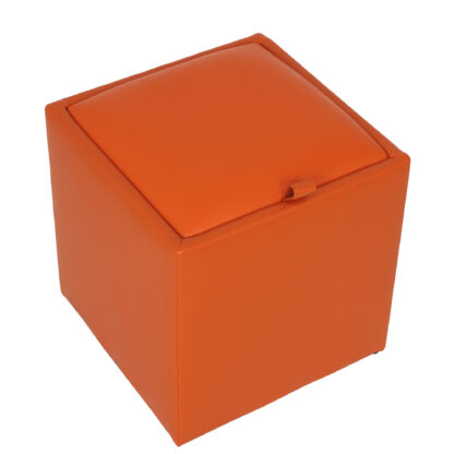 Taburet Box, portocaliu, imitatie piele, 41x37x37 cm