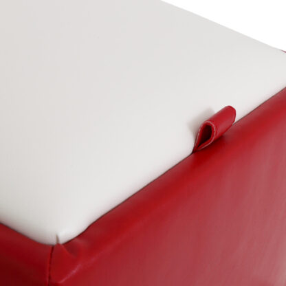 Taburet Box, rosu-alb, imitatie piele, 41x37x37 cm - imagine 3