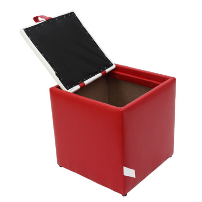 Taburet Box, rosu-crem, imitatie piele, 41x37x37 cm - imagine 3