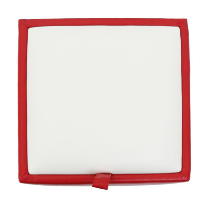 Taburet Box, rosu-crem, imitatie piele, 41x37x37 cm - imagine 2