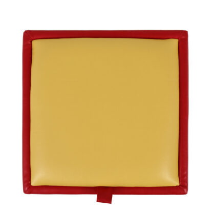 Taburet Box, rosu-galben, imitatie piele, 41x37x37 cm - imagine 3
