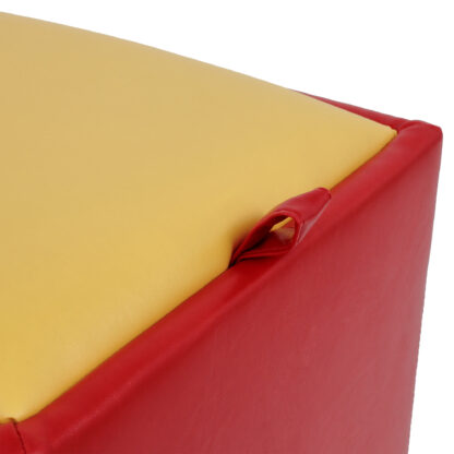 Taburet Box, rosu-galben, imitatie piele, 41x37x37 cm - imagine 2