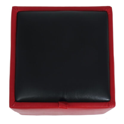 Taburet Box, rosu-negru, imitatie piele, 41x37x37 cm - imagine 2