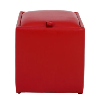 Taburet Box, rosu, imitatie piele, 41x37x37 cm - imagine 2