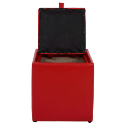 Taburet Box, rosu, imitatie piele, 41x37x37 cm - imagine 3