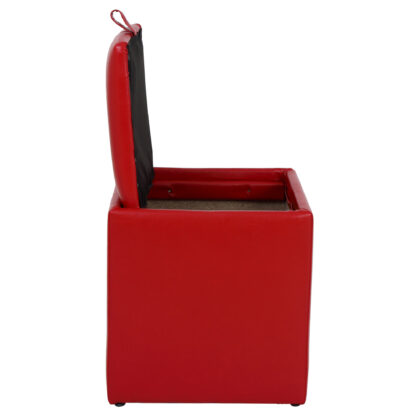 Taburet Box, rosu, imitatie piele, 41x37x37 cm - imagine 4