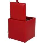 Taburet Box, rosu, imitatie piele, 41x37x37 cm - imagine 5