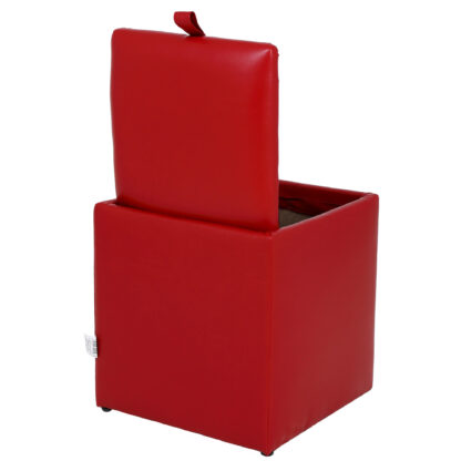 Taburet Box, rosu, imitatie piele, 41x37x37 cm - imagine 5