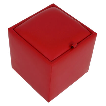 Taburet Box, rosu, imitatie piele, 41x37x37 cm
