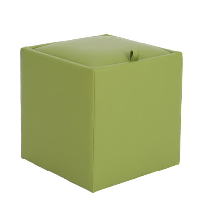 Taburet Box, verde, imitatie piele, 41x37x37 cm - imagine 2