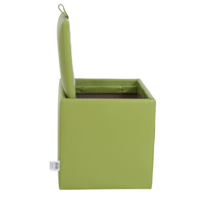 Taburet Box, verde, imitatie piele, 41x37x37 cm - imagine 5