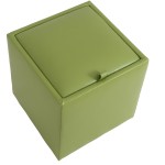 Taburet Box, verde, imitatie piele, 41x37x37 cm