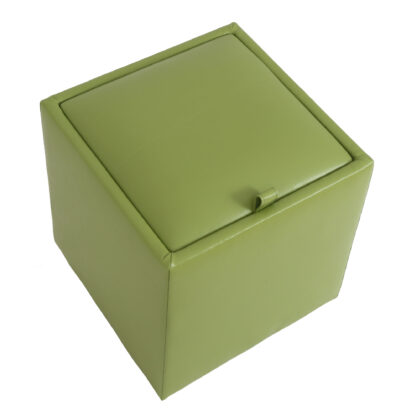 Taburet Box, verde, imitatie piele, 41x37x37 cm