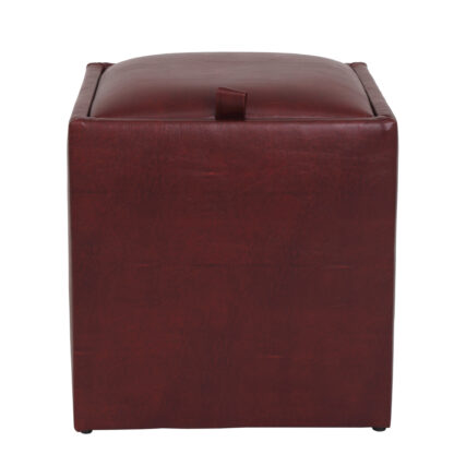 Taburet Box, visiniu, imitatie piele, 41x37x37 cm - imagine 3