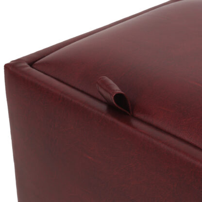 Taburet Box, visiniu, imitatie piele, 41x37x37 cm - imagine 4