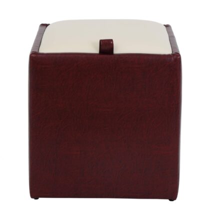 Taburet Box, visiniu-crem, imitatie piele, 41x37x37 cm - imagine 2