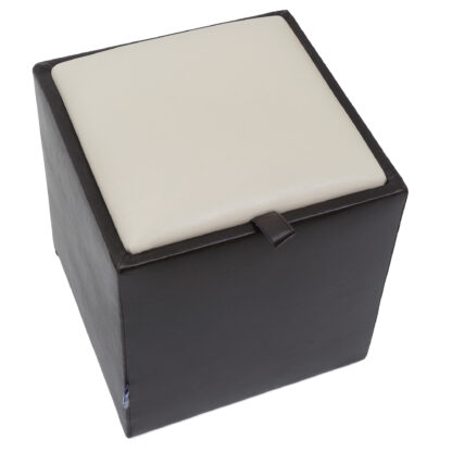 Taburet Box, wenge-crem, imitatie piele, 41x37x37 cm - imagine 2
