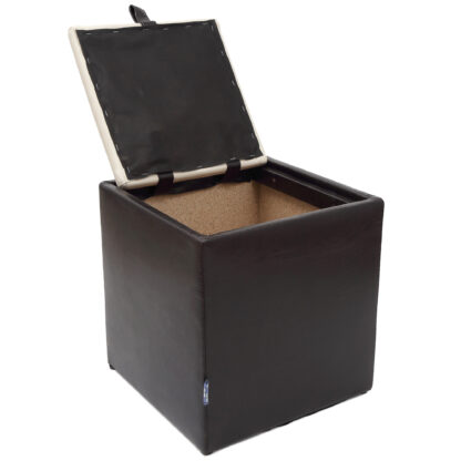Taburet Box, wenge-crem, imitatie piele, 41x37x37 cm - imagine 4