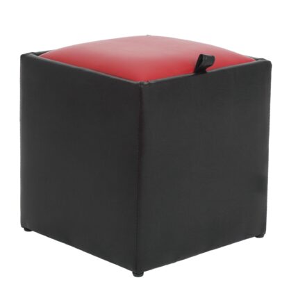 Taburet Box, wenge-rosu, imitatie piele, 41x37x37 cm