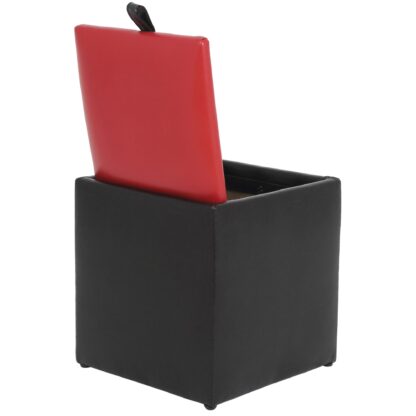 Taburet Box, wenge-rosu, imitatie piele, 41x37x37 cm - imagine 5